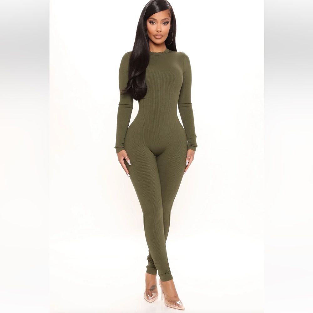 Hunter Green Fashion nova ribbed jumpsuit